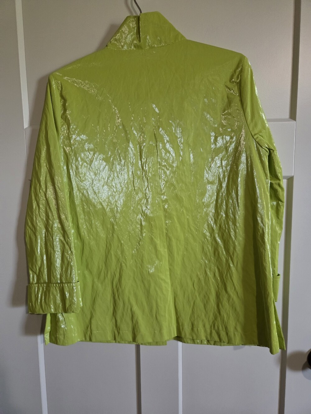 Joseph Ribkoff Lime Green Shiny Button-Front Jacket - Picture 2 of 5